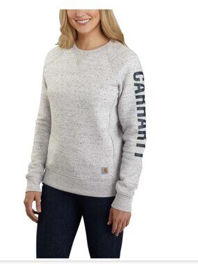 Carhartt Women's Relaxed Fit Midweight Crewneck Block Logo Sleeve Size Large